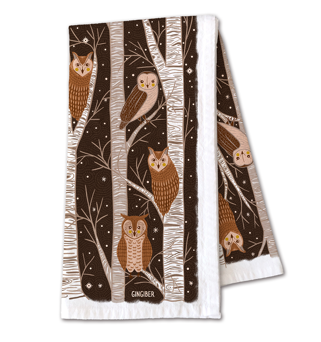 Owl Tea Towel – Woodland Animal Decor