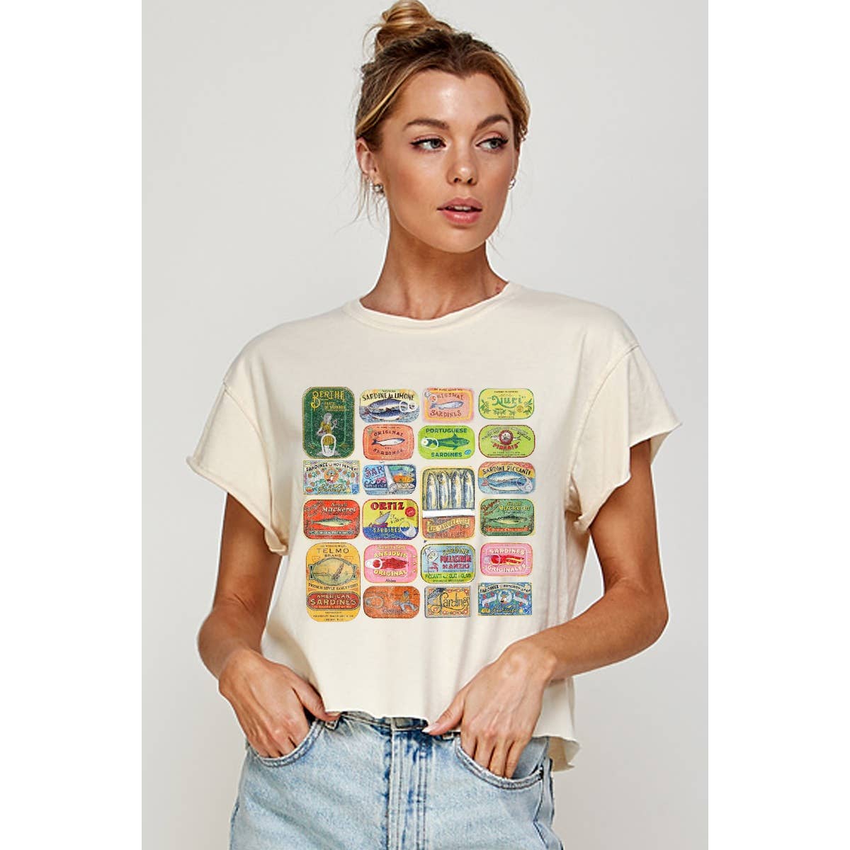 Sardines Graphic Crop Top