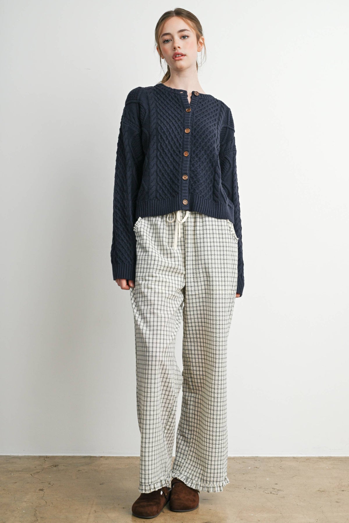 Navy Cable Knit Cardigan