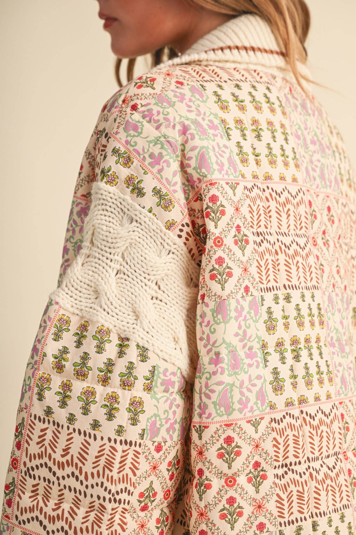 Mixed Media Floral Patchwork Jacket