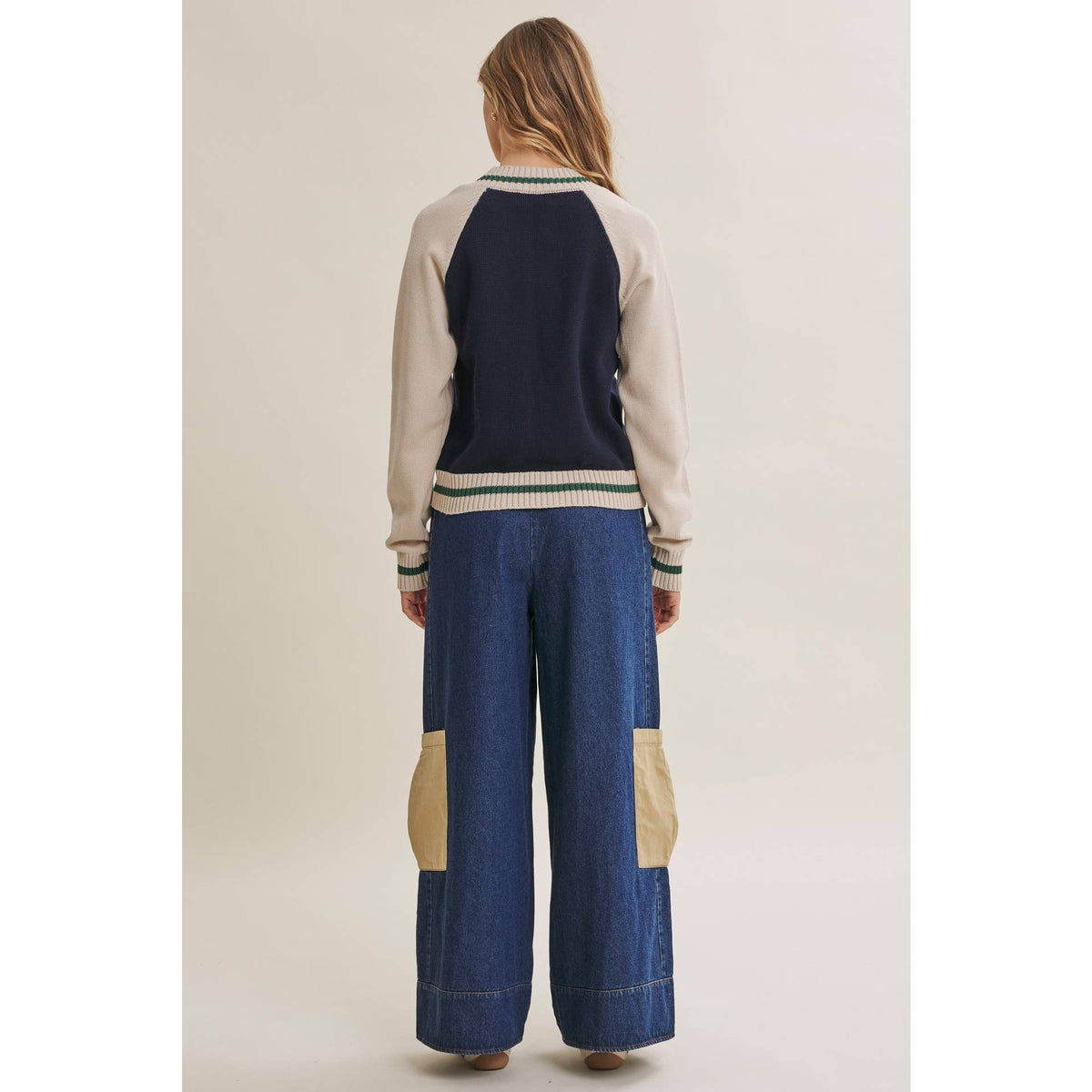 Varsity Collegiate Zip Front Cotton Sweater Bomber Jacket