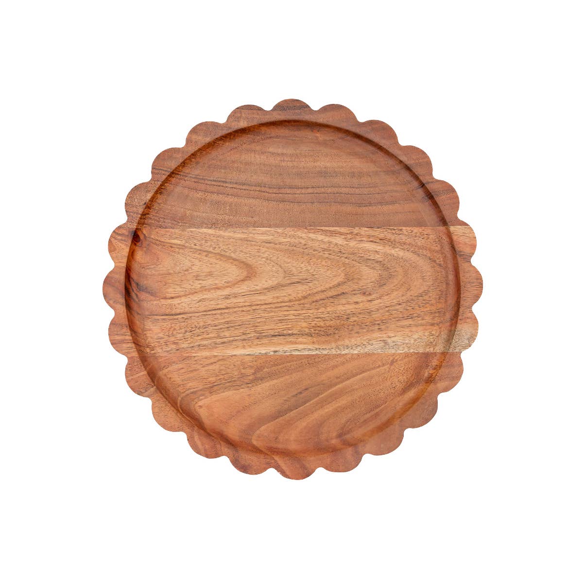 Scalloped Acacia Wood Tray - 11"