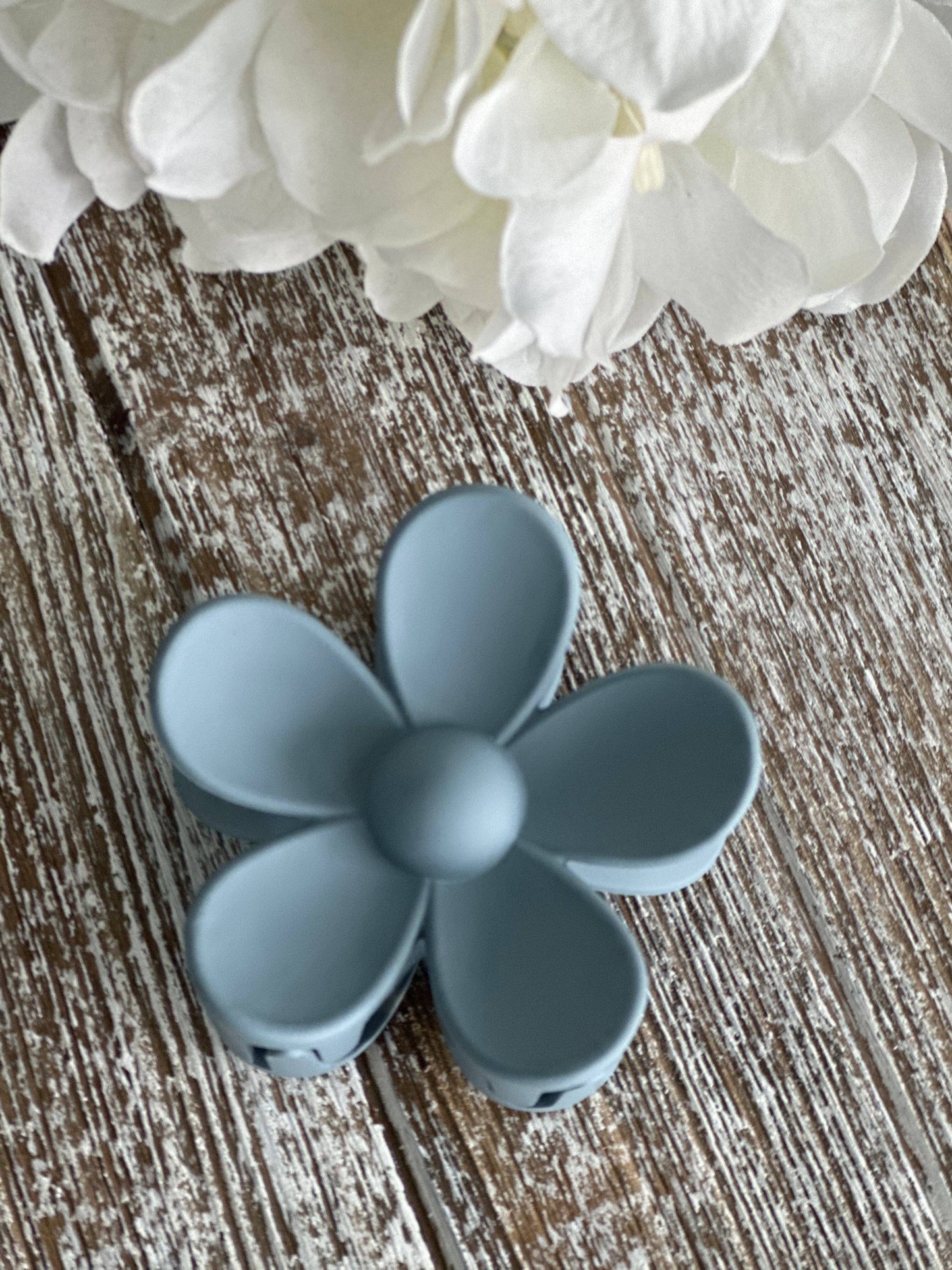 Gray Flower Power Hair Clip
