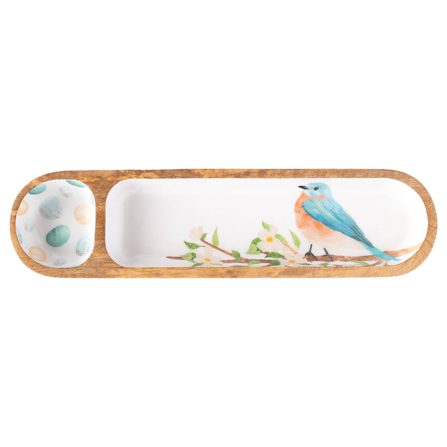 Eastern Bluebird 2 Sectioned Mango Wood Tray