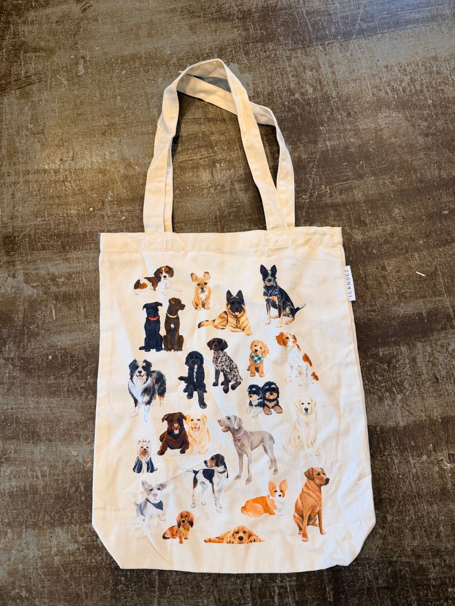 Dog Print Canvas Tote Bag