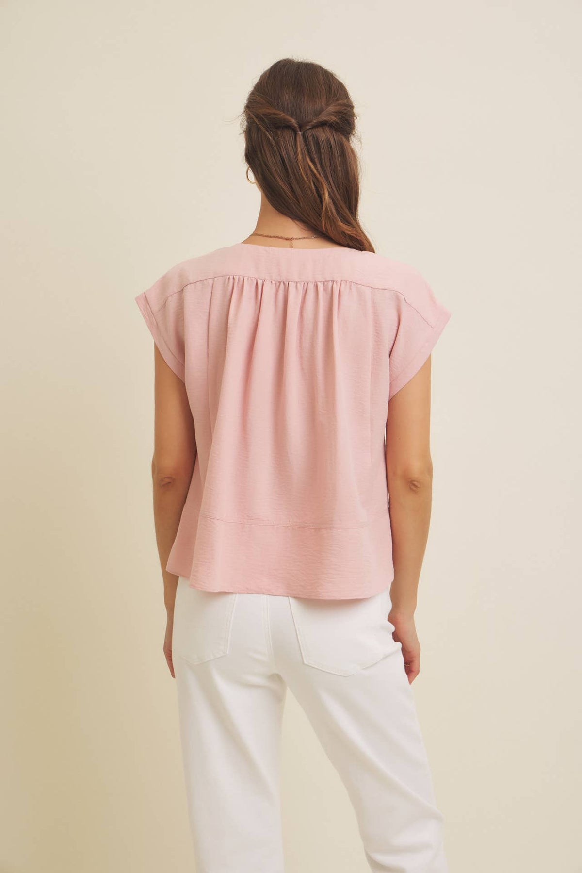 Simple Moments Relaxed Fit Smocked Flowy Top