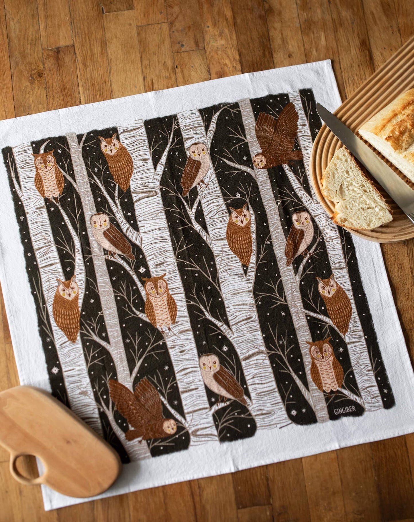 Owl Tea Towel – Woodland Animal Decor