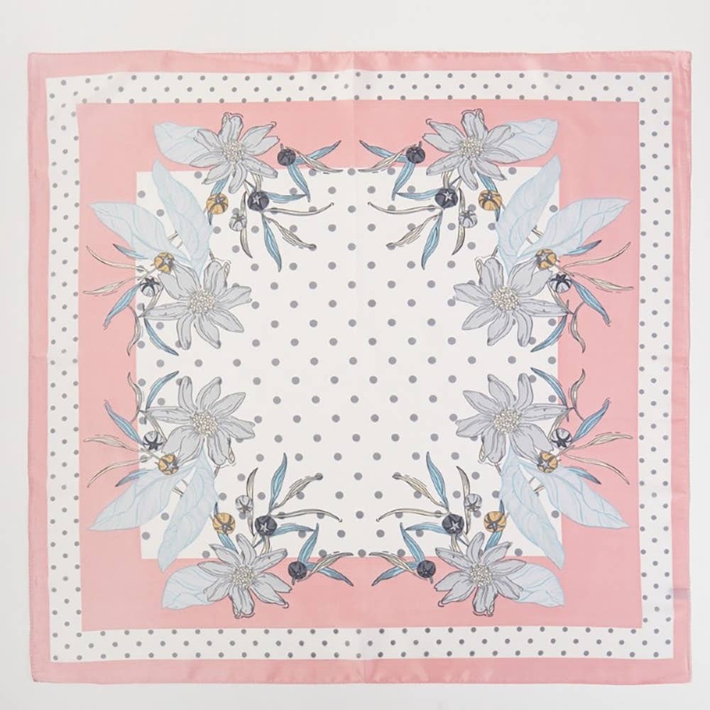 Floral Polka Dot Theme Square Scarf
