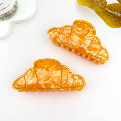 Cute Croissant Acrylic Printed Hair Claw Clip