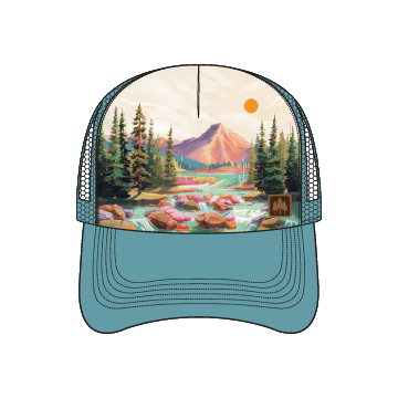 Blue Green "Riverbend Peak" Trucker Hat