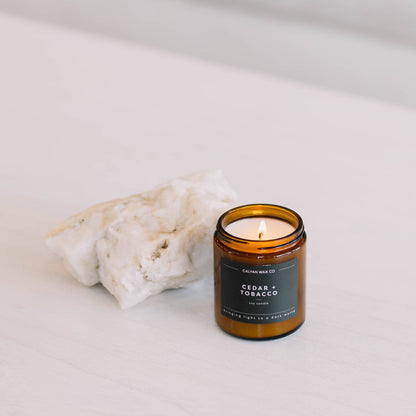 Cedar + Tobacco - Amber Jar Soy Candle