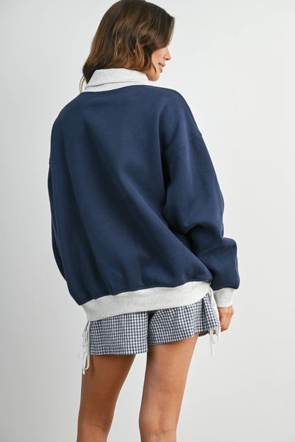 Navy Cozy Contrast Turtleneck Sweater