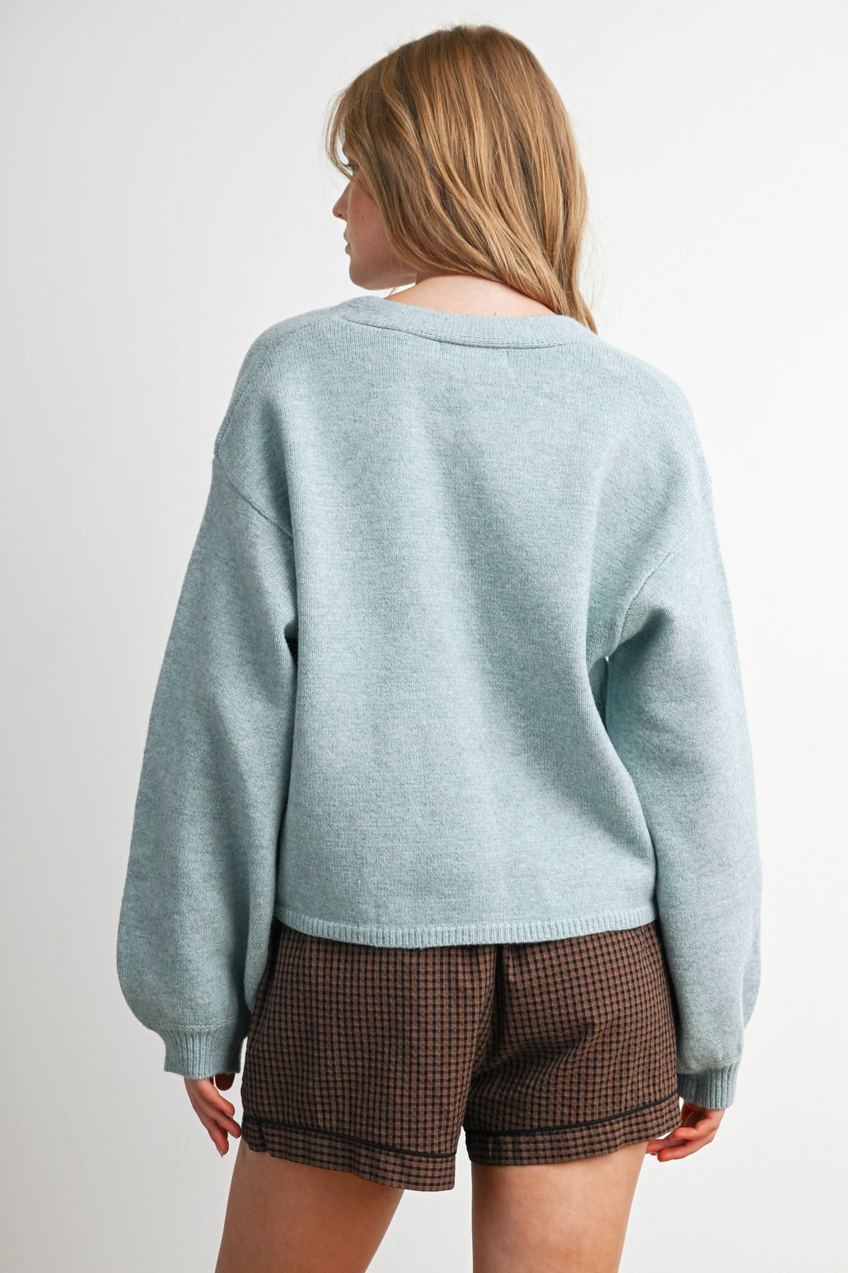 V-Neck Button-Up Sweater