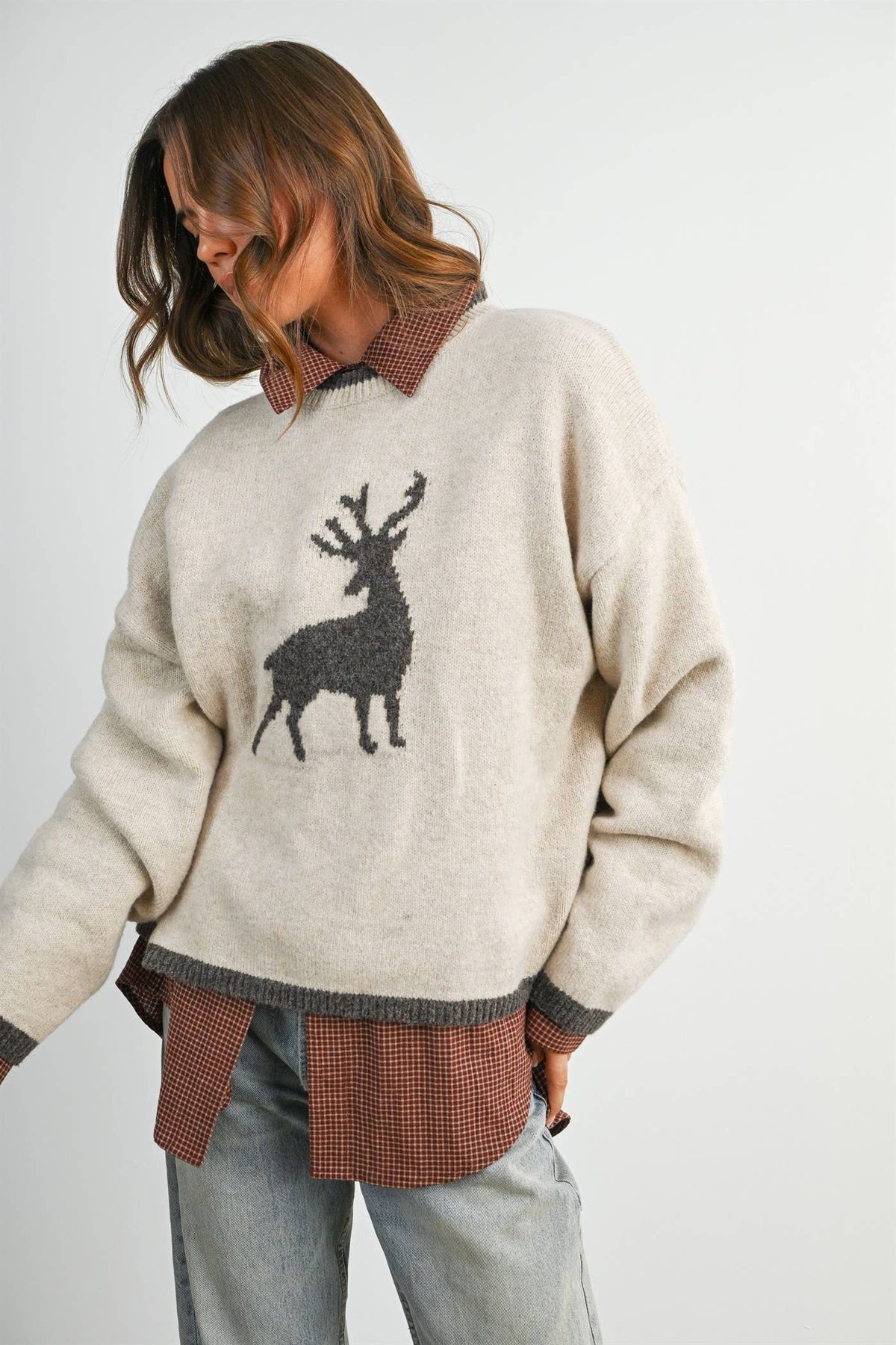 Reindeer Graphic Knit Sweater