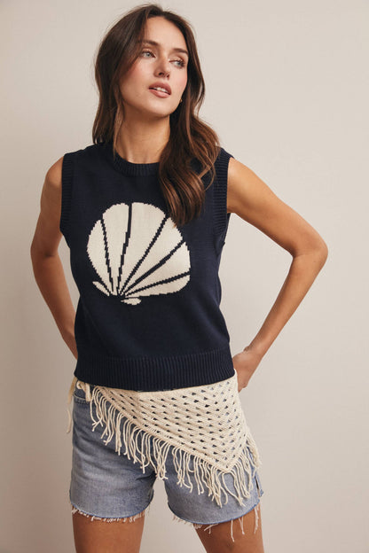 Shell Knit Sweater Vest