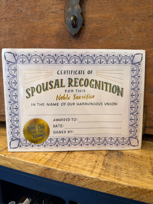 Spousal Recognition Certificate Notepad