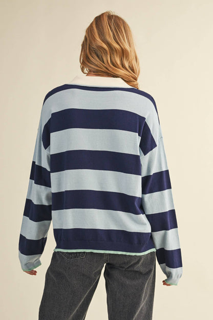 Blue Striped Rugby Sweater