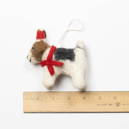 Holiday Ornament Dog with Red Scarf