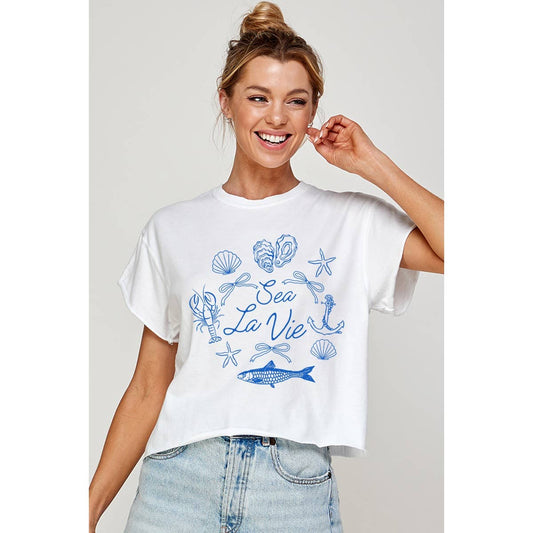 Sea La Vie Vintage Graphic Crop T-Shirt