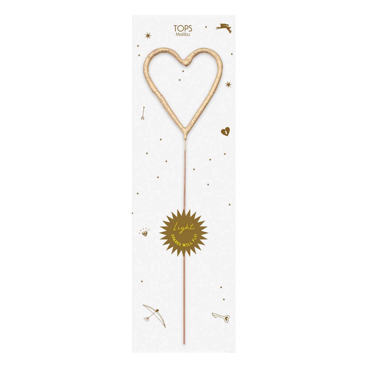 Big 8" Gold Heart Sparkler Wand Card