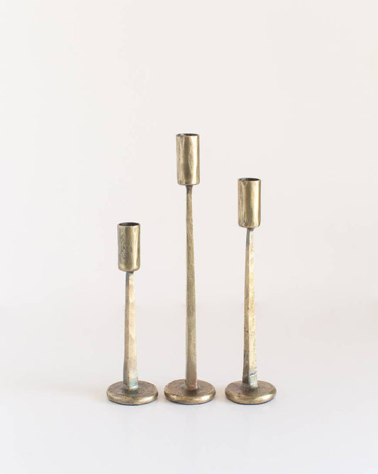 Hand-Forged Iron Candle Stands | Set of 3