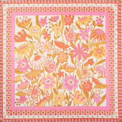 Retro Floral Print Square Bandana Scarf
