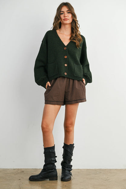 V-Neck Button-Up Sweater