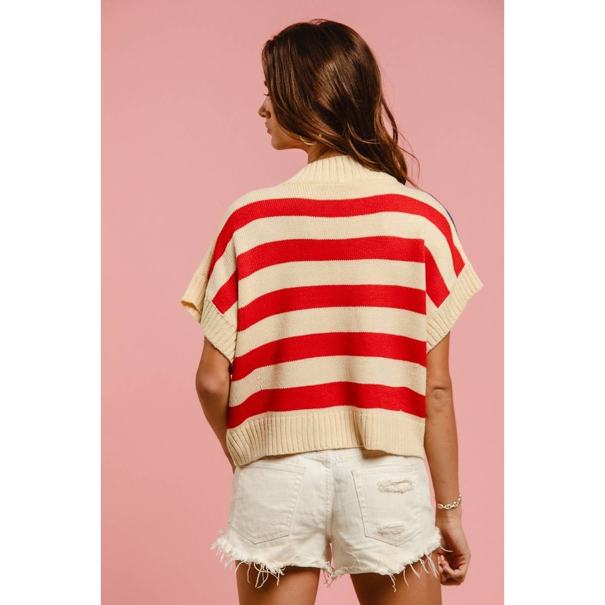 Star Patches American Flag Theme Sweater