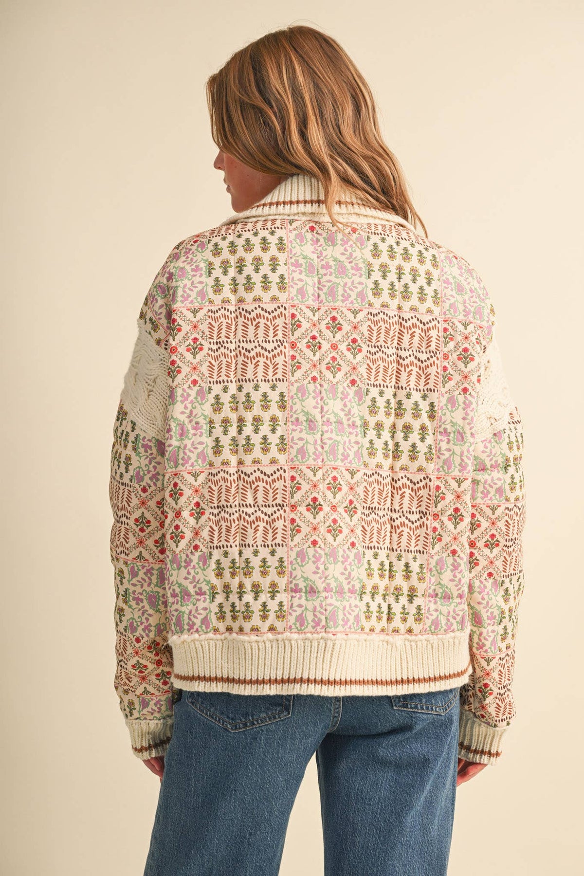 Mixed Media Floral Patchwork Jacket