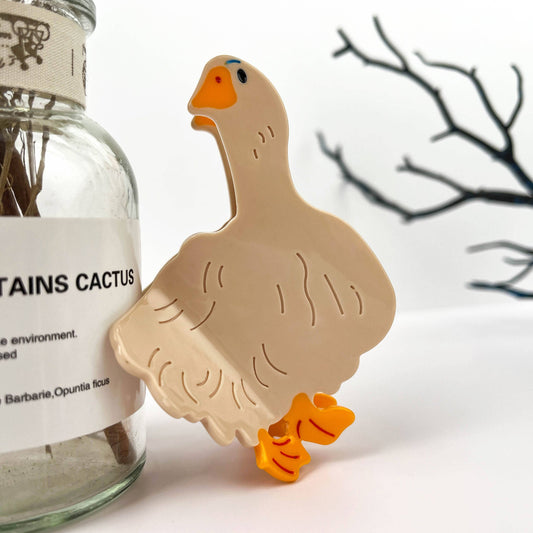 White Goose Acetate Animal Hair Claw Clip