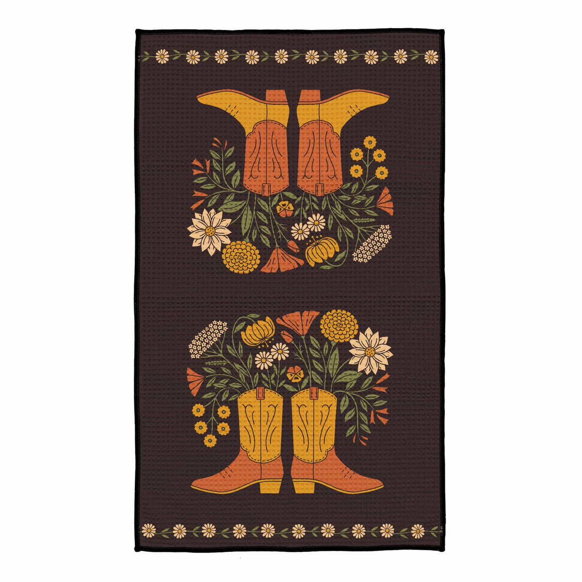 Western Bloom Boots & Flowers Quick Dry Kitchen Tea Towel