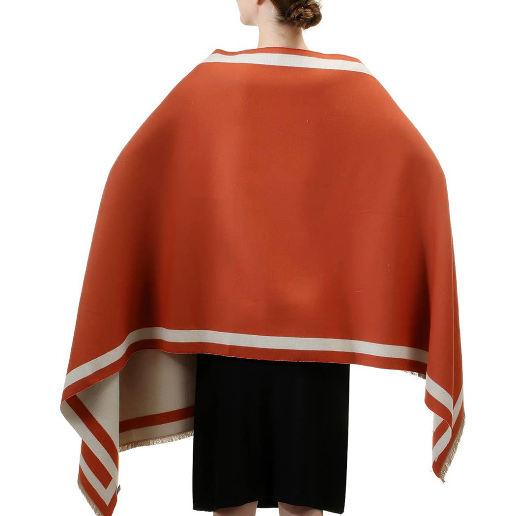 Reversible Oversized Border Cashmere Feel Shawl