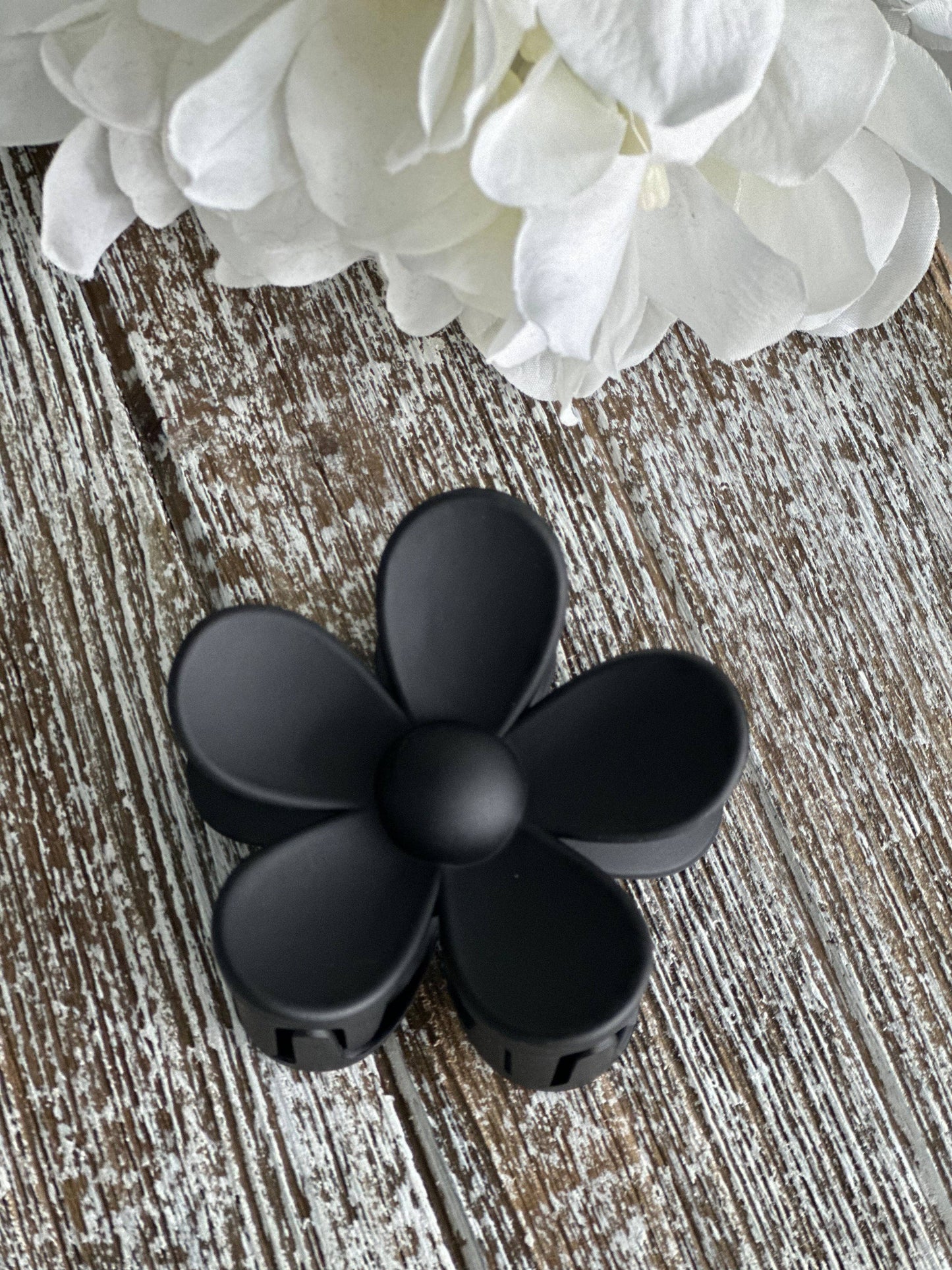 Black Flower Power Hair Clip