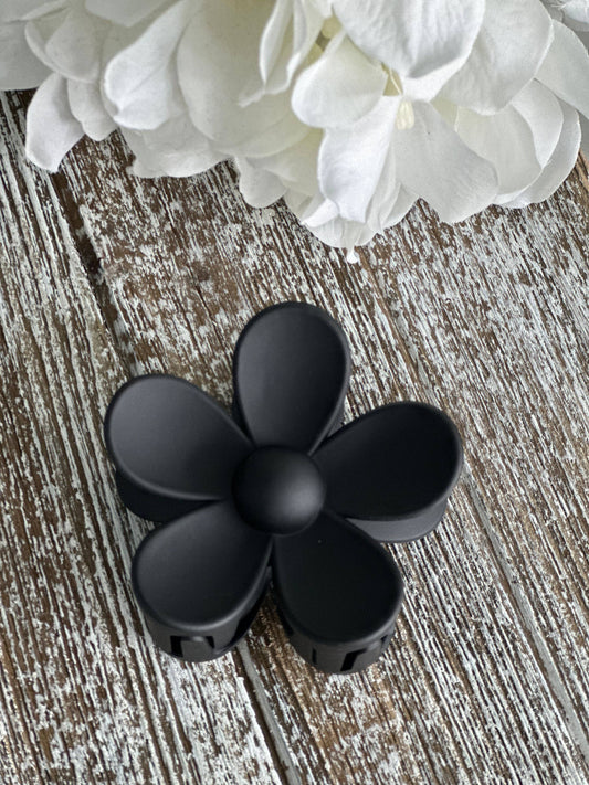 Black Flower Power Hair Clip