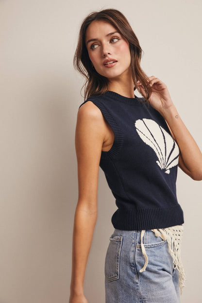 Shell Knit Sweater Vest