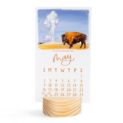 National Parks 2027 Mini Desk Calendar + Wooden Block