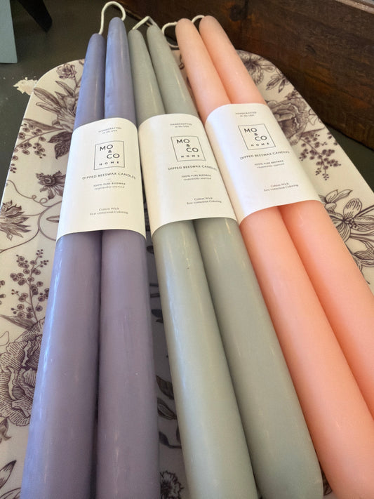 100% Beeswax Dipped Taper Candles | All Natural, Handmade