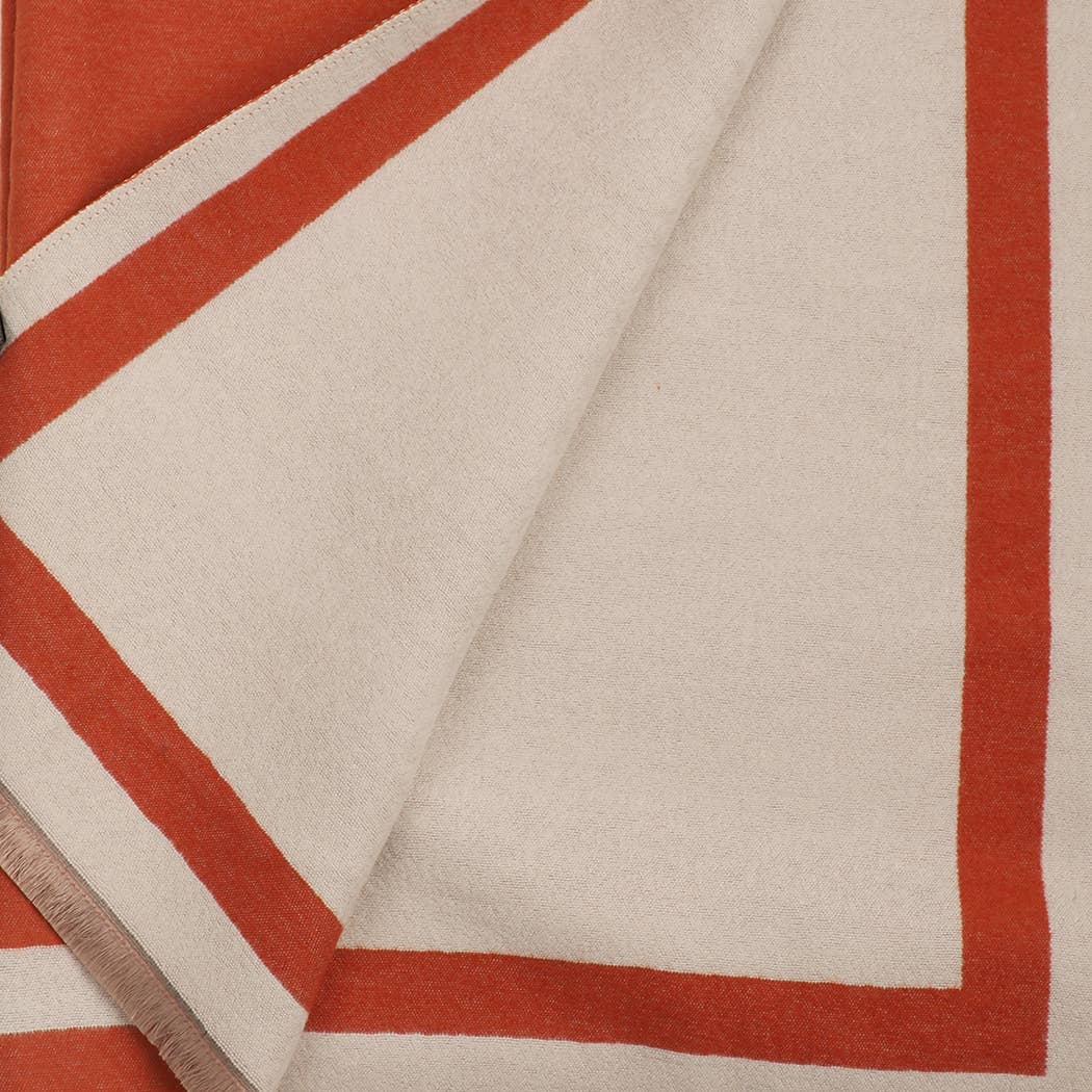 Reversible Oversized Border Cashmere Feel Shawl