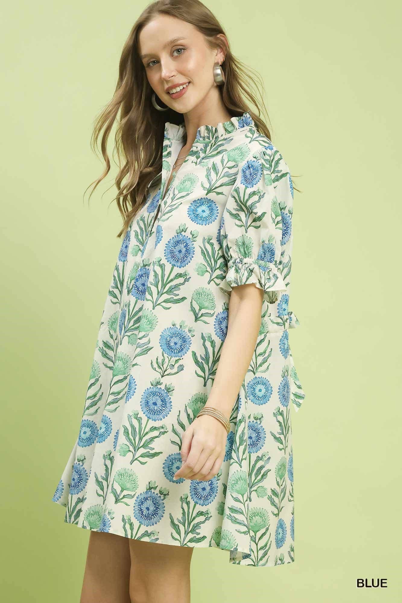 Floral Puff Sleeve Babydoll Dress