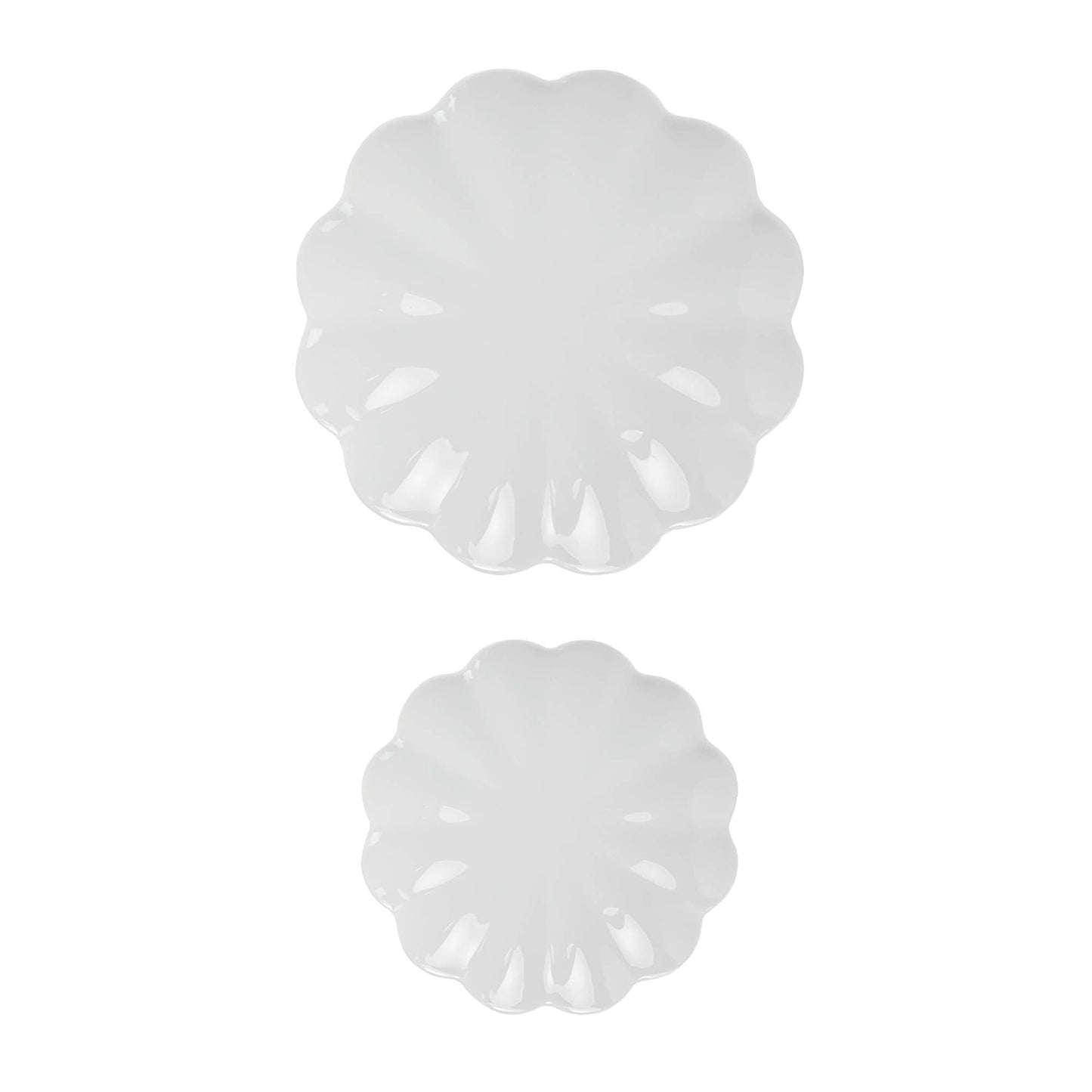 SET OF 2 White Scalloped melamine Serving Trays