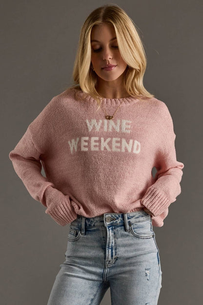 Light Pink Wine Weekend Lightweight Sweater