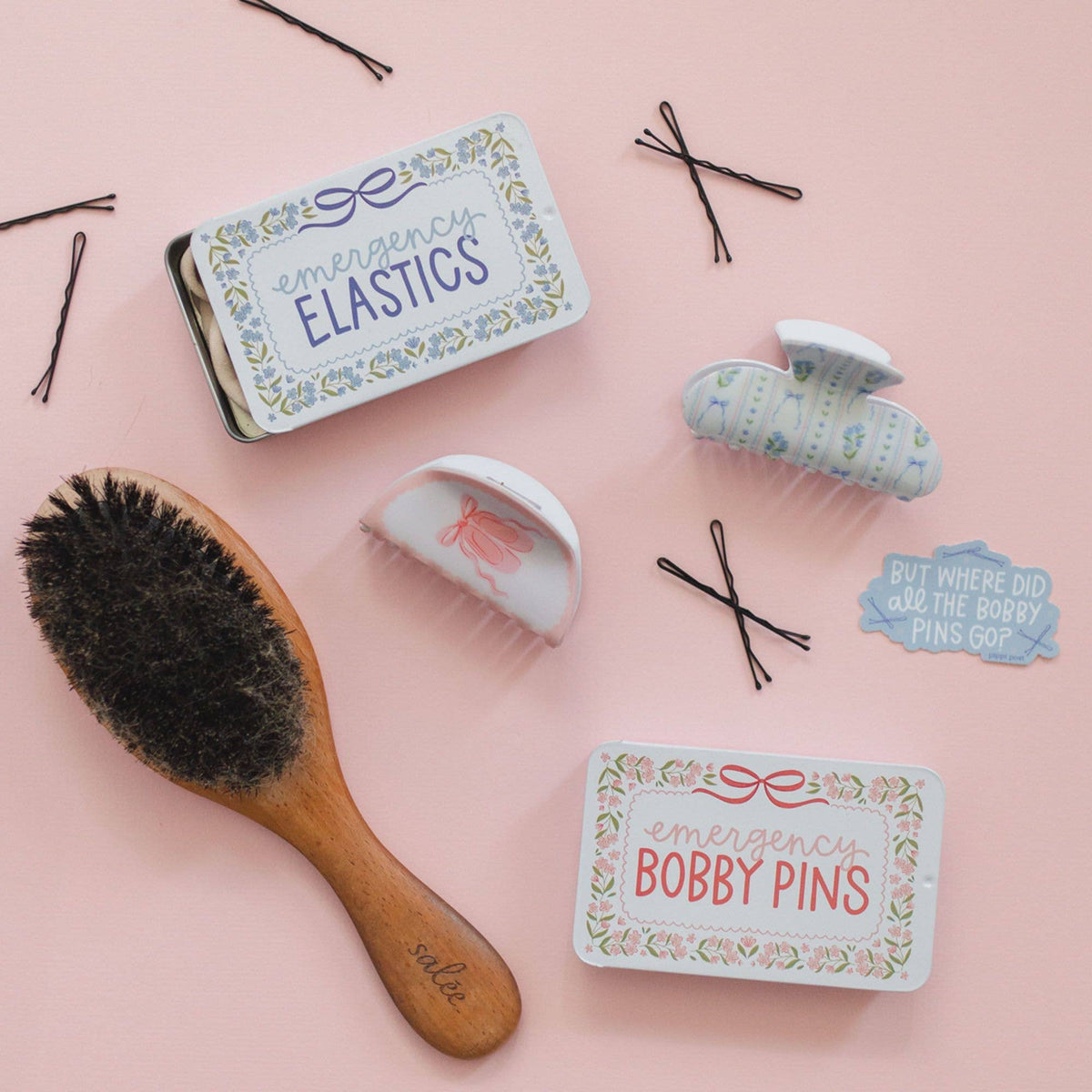 Emergency Bobby Pins Travel Tin with 60 Hair Pins