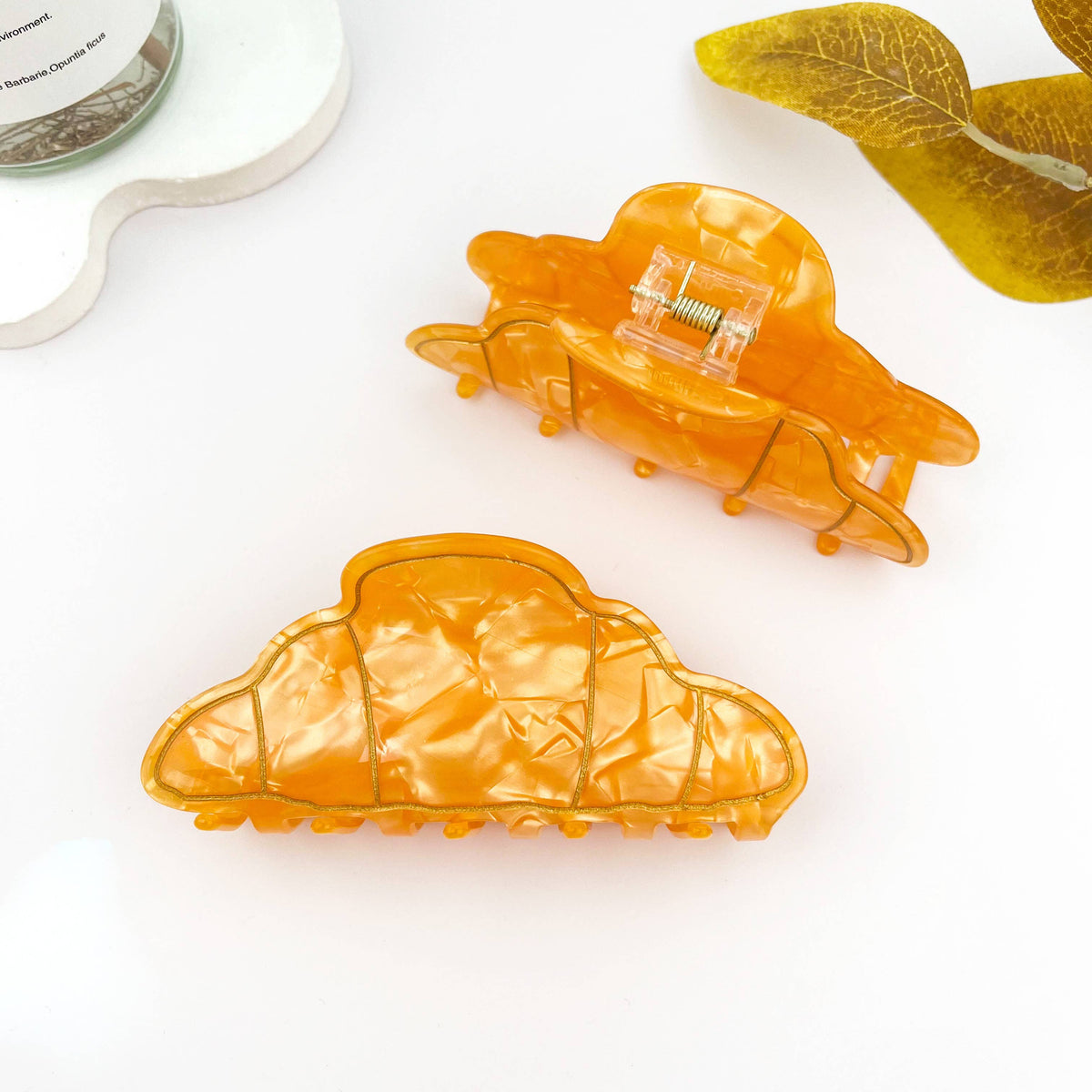 Cute Croissant Acrylic Printed Hair Claw Clip