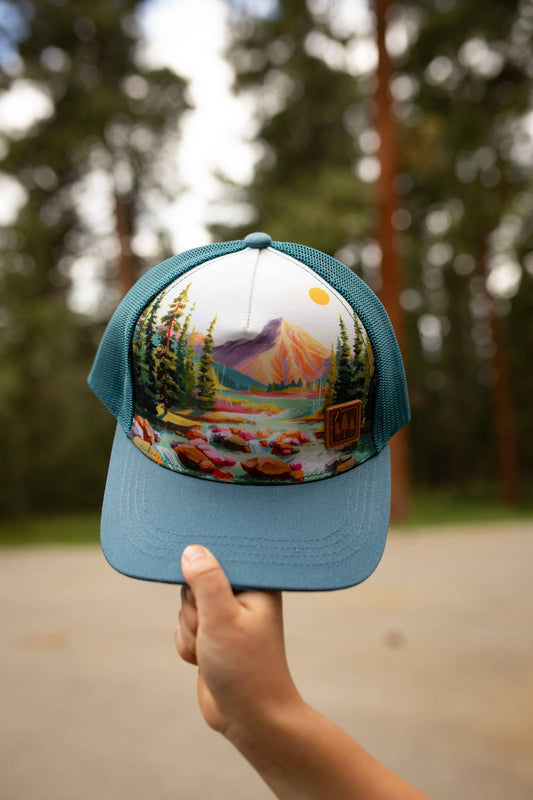 Blue Green "Riverbend Peak" Trucker Hat