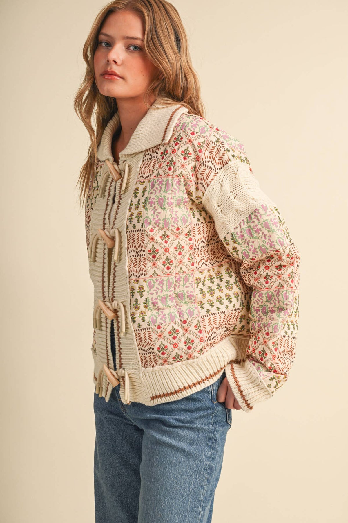 Mixed Media Floral Patchwork Jacket