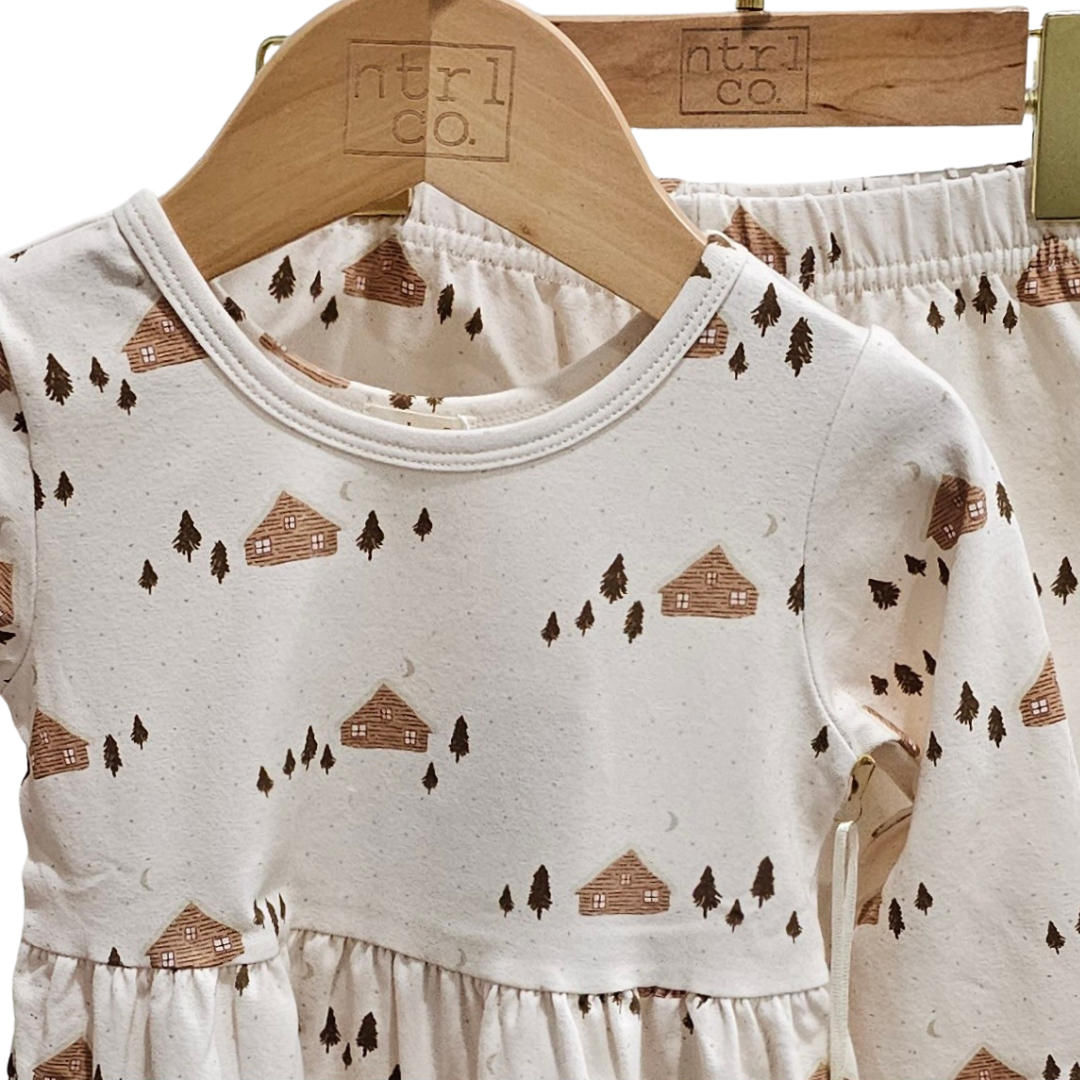 Cozy Cabin Long Sleeve Twirl Dress w/Biker Shorts