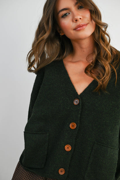 V-Neck Button-Up Sweater