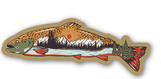 Mountain Trout Landscape Sticker – Nature Scenic