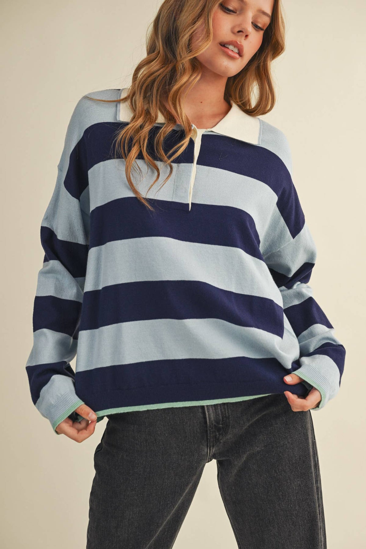 Blue Striped Rugby Sweater