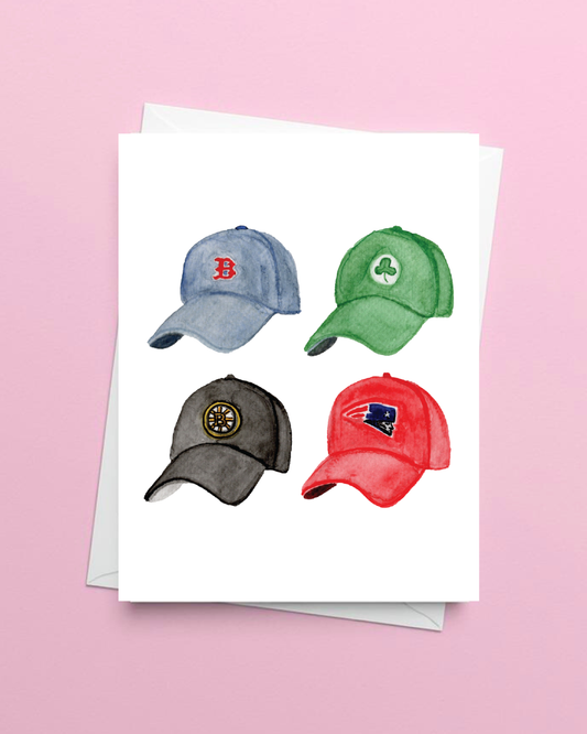 Boston Sports Hats Greeting Card